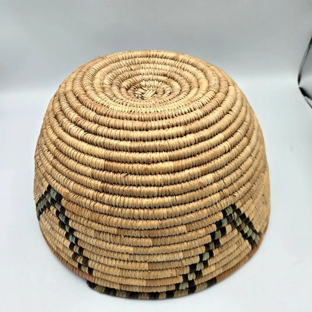 Southwestern Hand Woven Coil Basket Bowl Geometric Aztec 11" Wide 6" Tall Boho - Picture 9 of 16